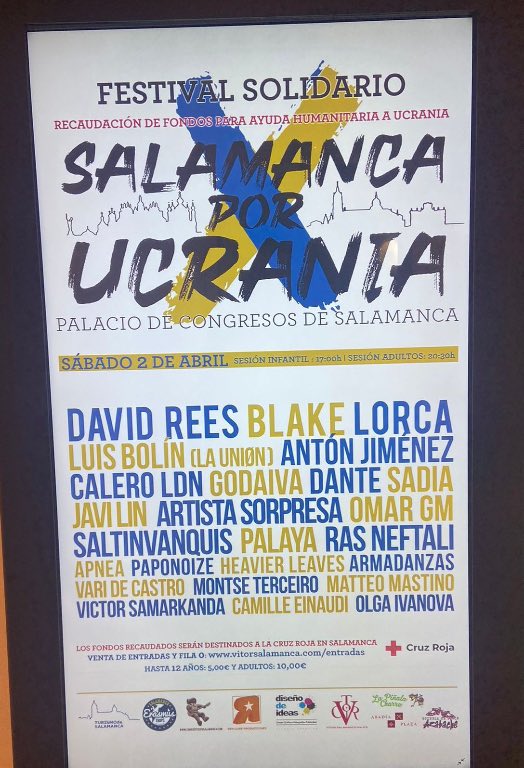 Cartel del festival solidario "Salamanca por Ucrania" a favor de los damnificados por la guerra de Ucrania 